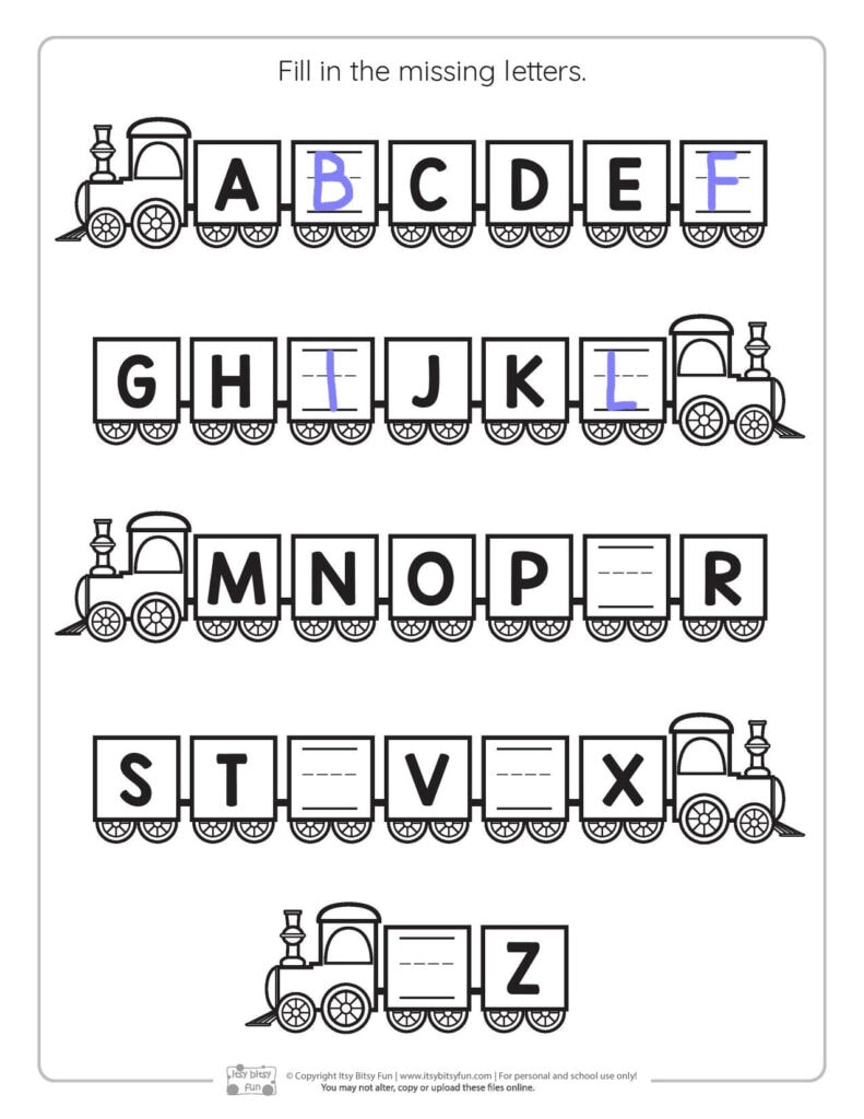 Train Fill In The Missing Letters Alphabetical Order Worksheets Itsy Bitsy Fun Train Fill In The Missing Letters Alphabetical Order Worksheets Itsy Bitsy Fun