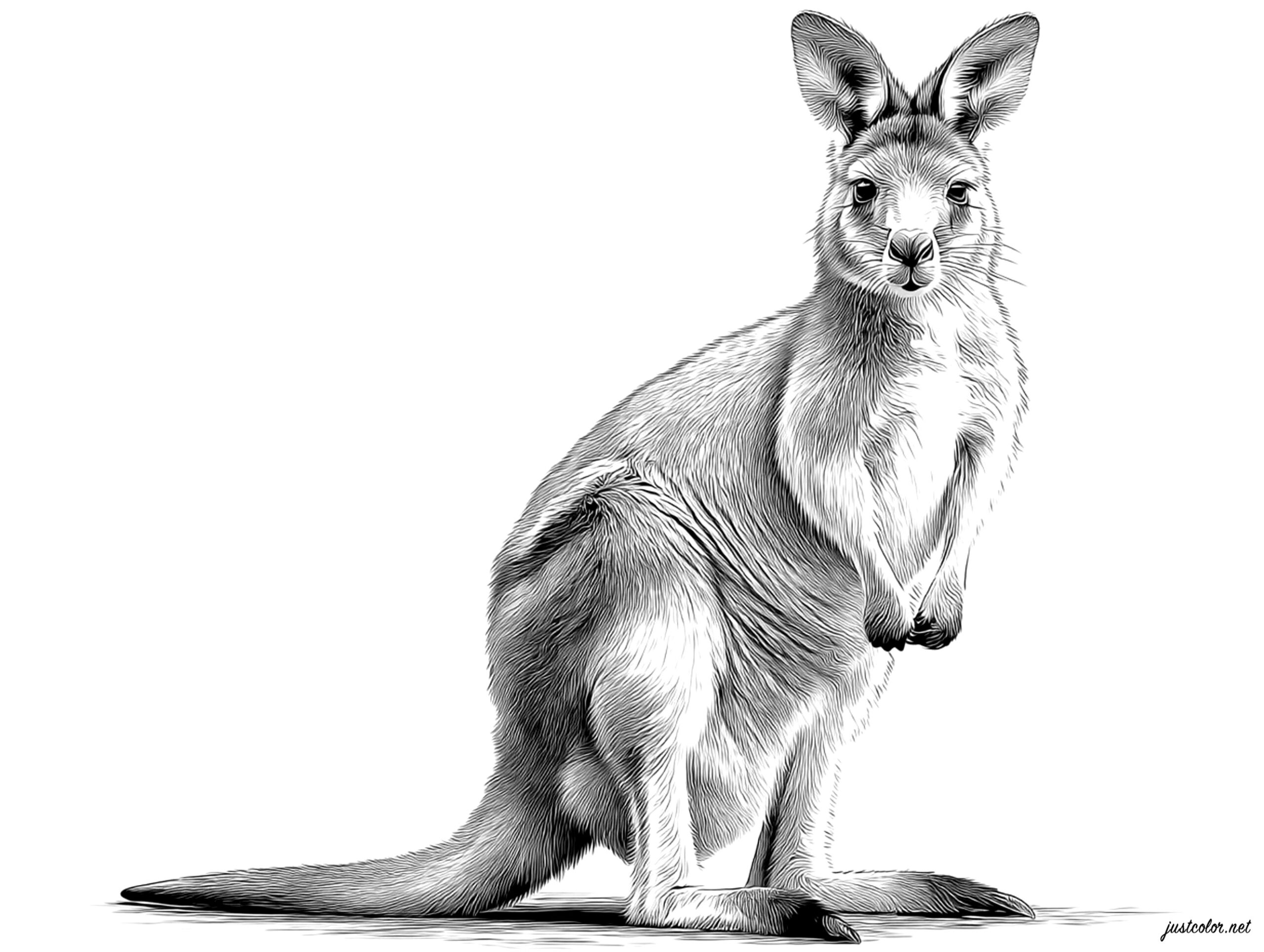 Ultra realistic Kangaroo Drawing Kangaroo Coloring Pages