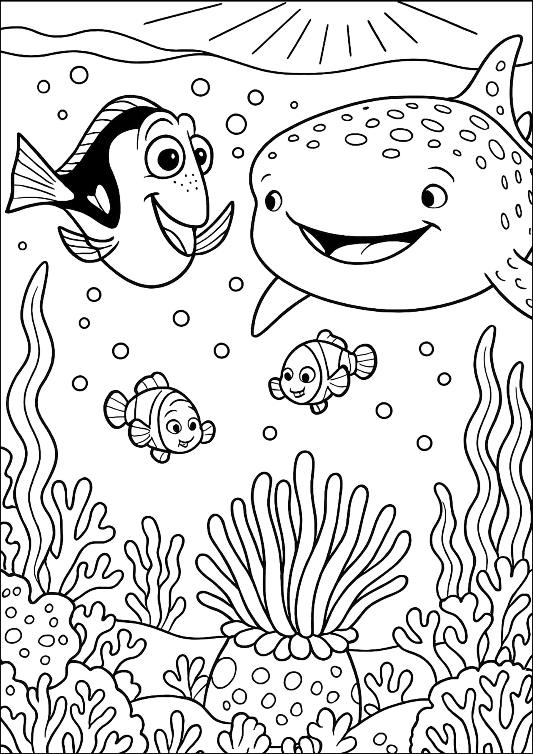 Underwater Encounter Finding Dory Coloring Pages