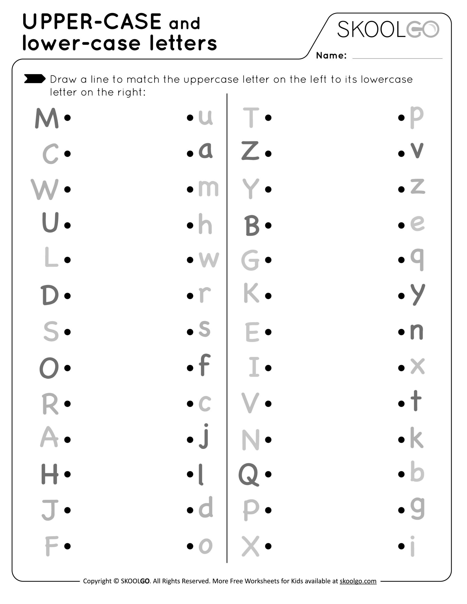 Upper Case And Lower Case Letters Free Worksheet For Kids Upper Case And Lower Case Letters Free Worksheet For Kids