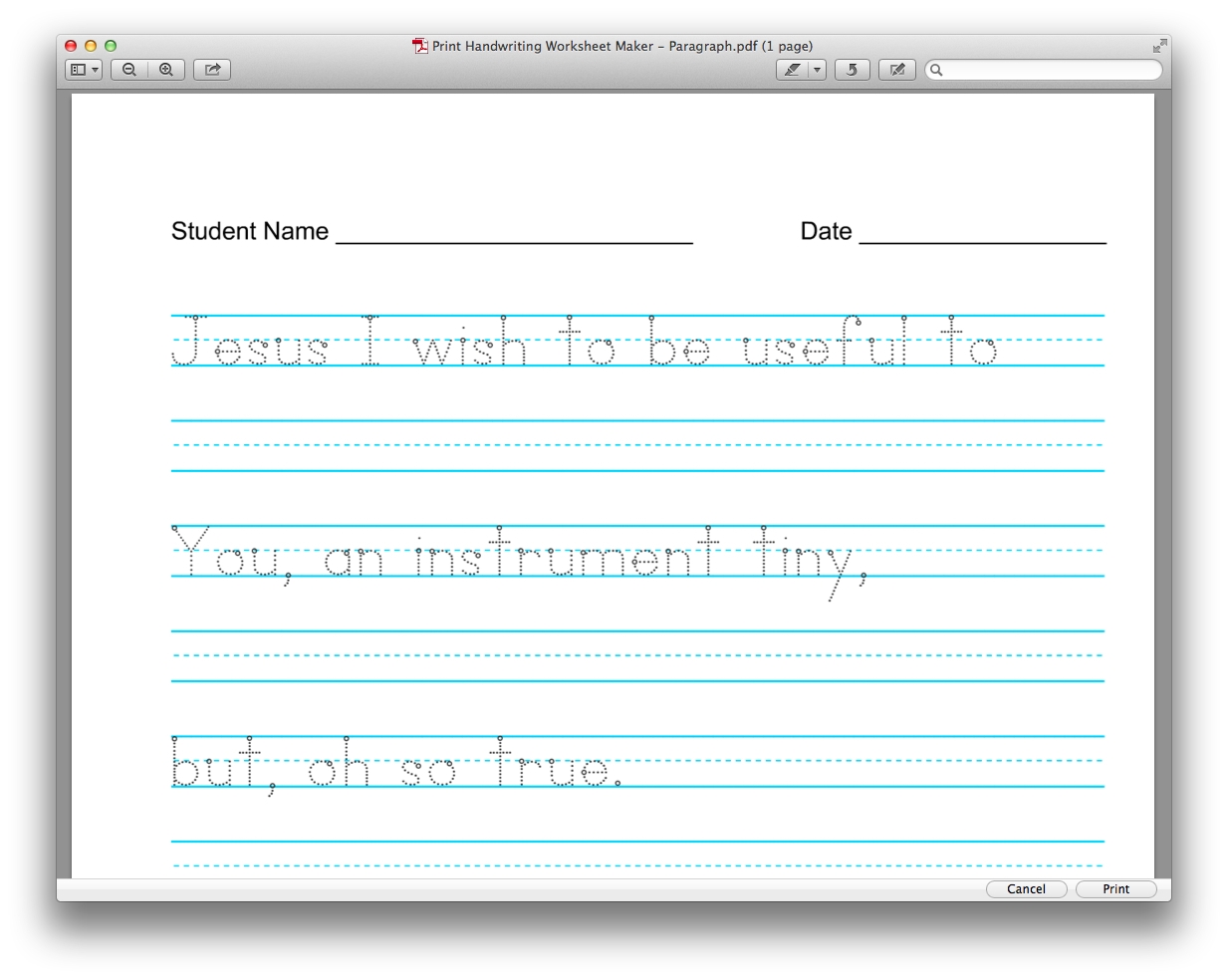 free handwriting worksheet generator