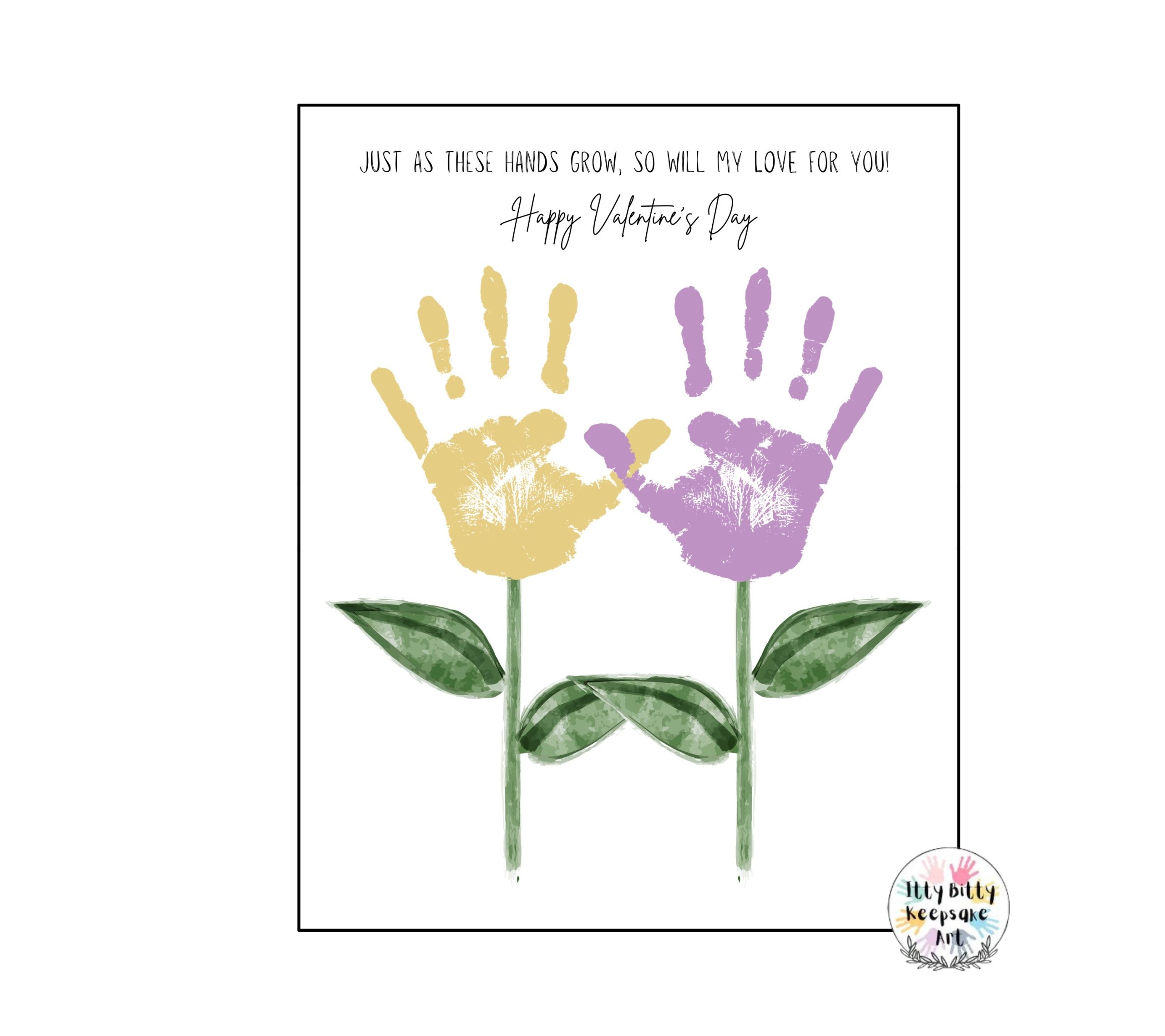 Valentine s Day Flowers Handprint Art Craft Printable Template Made By Teachers
