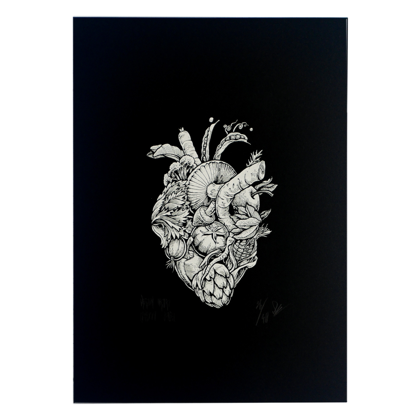 Vegan Heart Print A4 Black Paper UntuneArt Vegan Heart Print A4 Black Paper UntuneArt