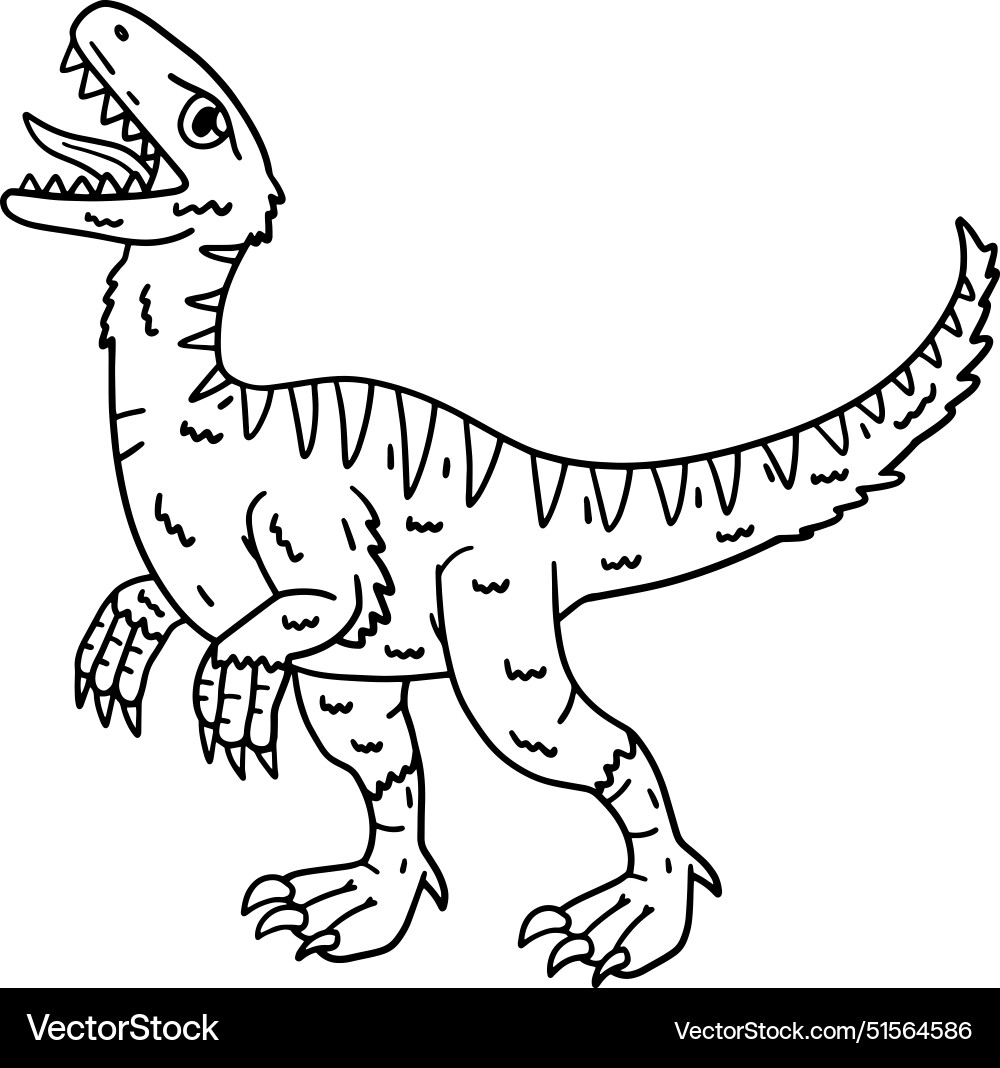Velociraptor Dinosaur Isolated Coloring Page Royalty Free Vector VectorStock