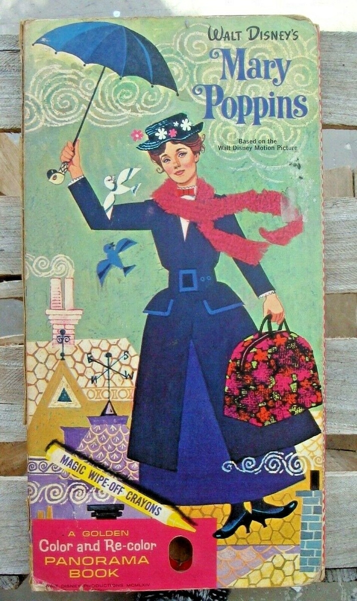Vintage 1964 Walt Disney Mary Poppins Color And Re Color Panorama Book EBay