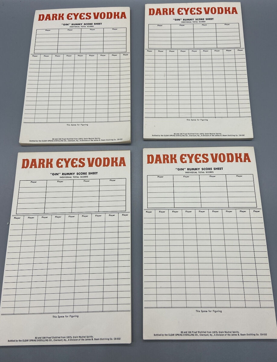 Vintage Set Of 4 Packets Dark Eyes Vodka Gin Rummy Score Sheets EBay Vintage Set Of 4 Packets Dark Eyes Vodka Gin Rummy Score Sheets EBay