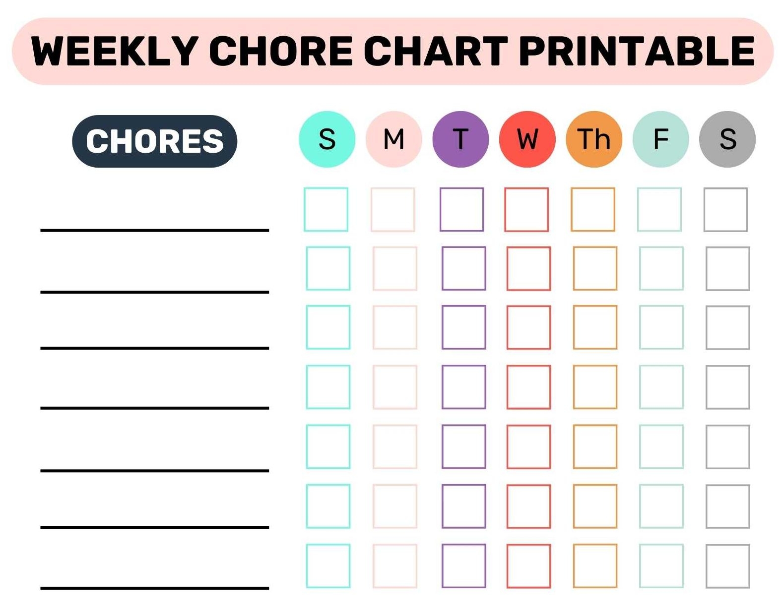 Weekly Chore Chart Printable Goally