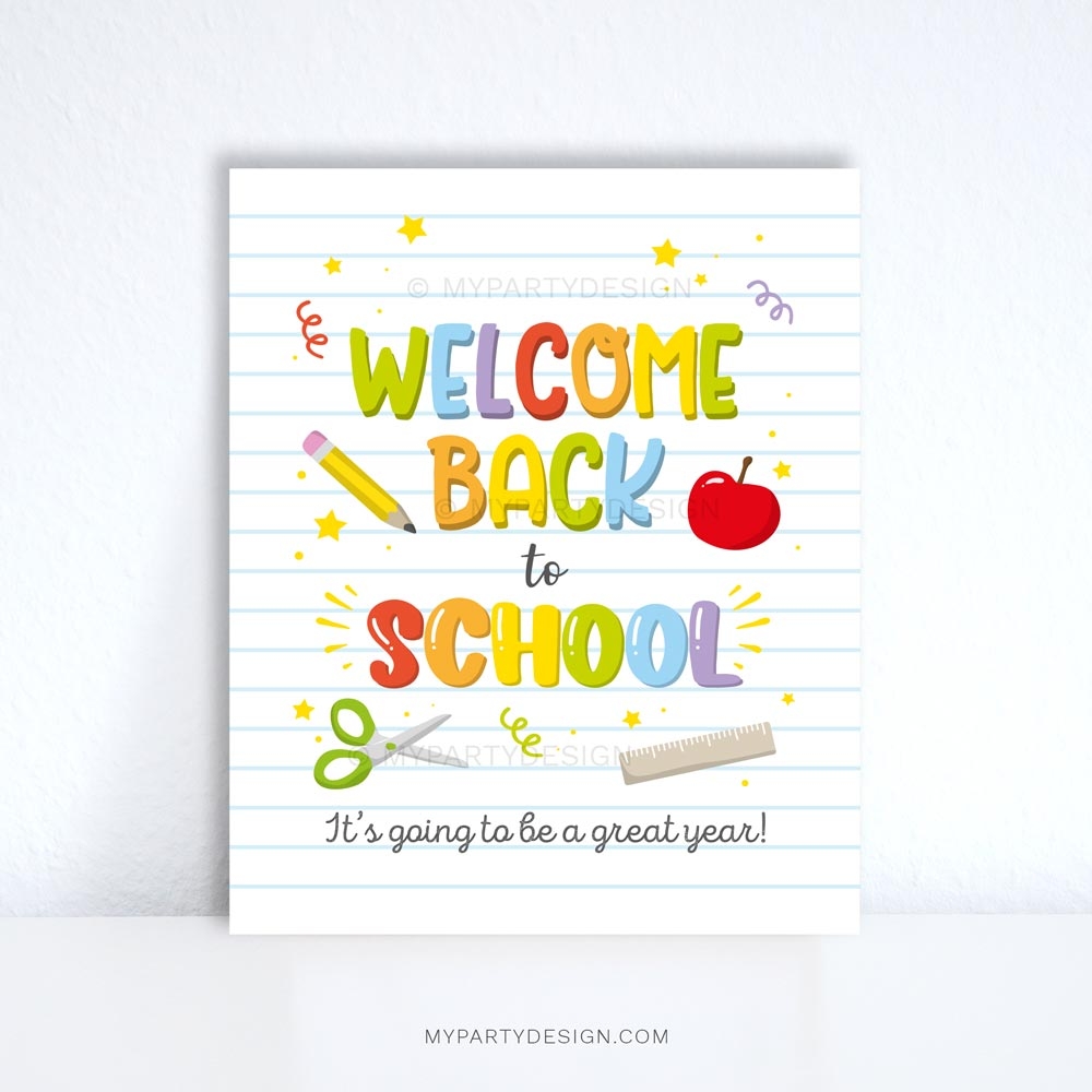 Welcome Back To School Sign Printable PDF My Party Design Welcome Back To School Sign Printable PDF My Party Design