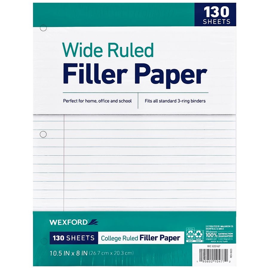 Wexford Filler Paper Wide Ruled Walgreens Wexford Filler Paper Wide Ruled Walgreens