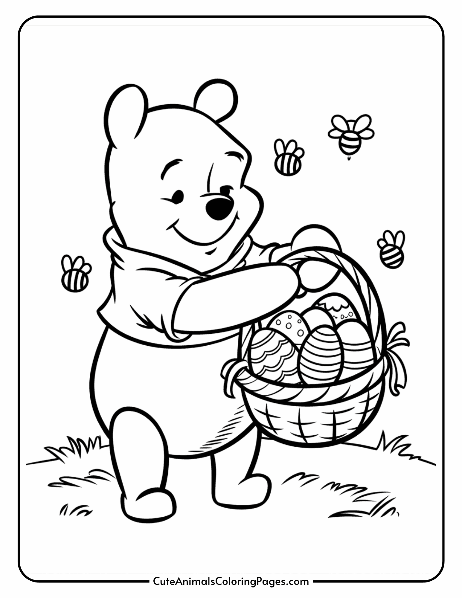 Winnie The Pooh Easter Coloring Pages 12 Free Printable PDF Pages Cute Animals Coloring Pages