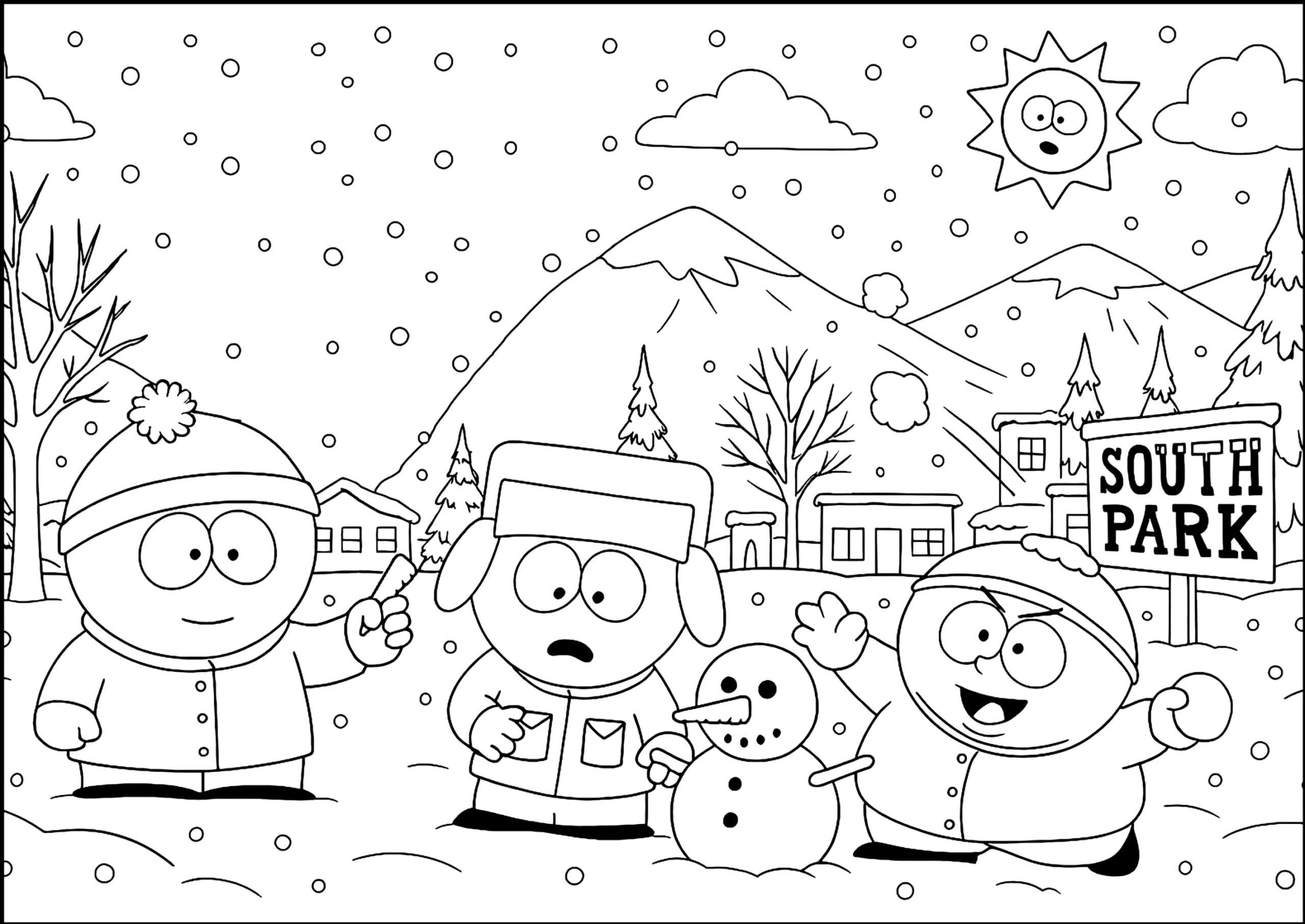 Winter Adventure In South Park City South Park Coloring Pages