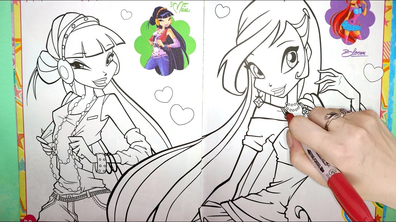 WINX Club Coloring Book Page Winx Club How To Color Coloring Markers Videos Learn Colors Kids YouTube