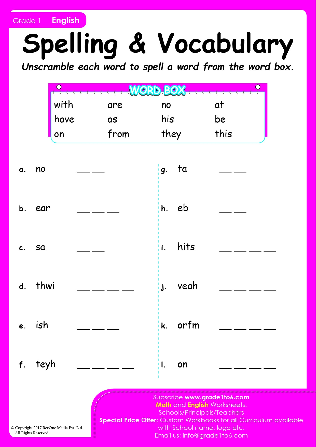 Word Scramble Grade1to6