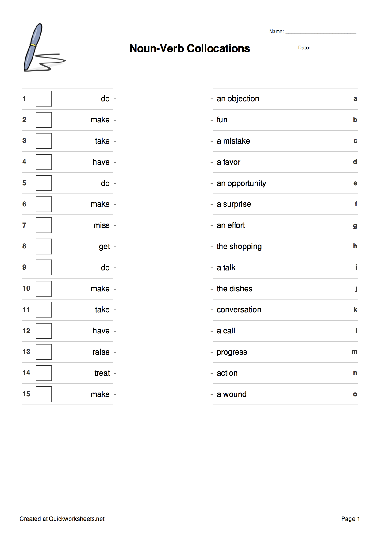 matching quiz generator