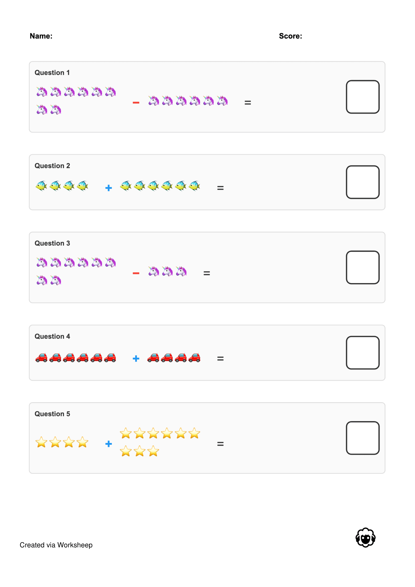 create math worksheet