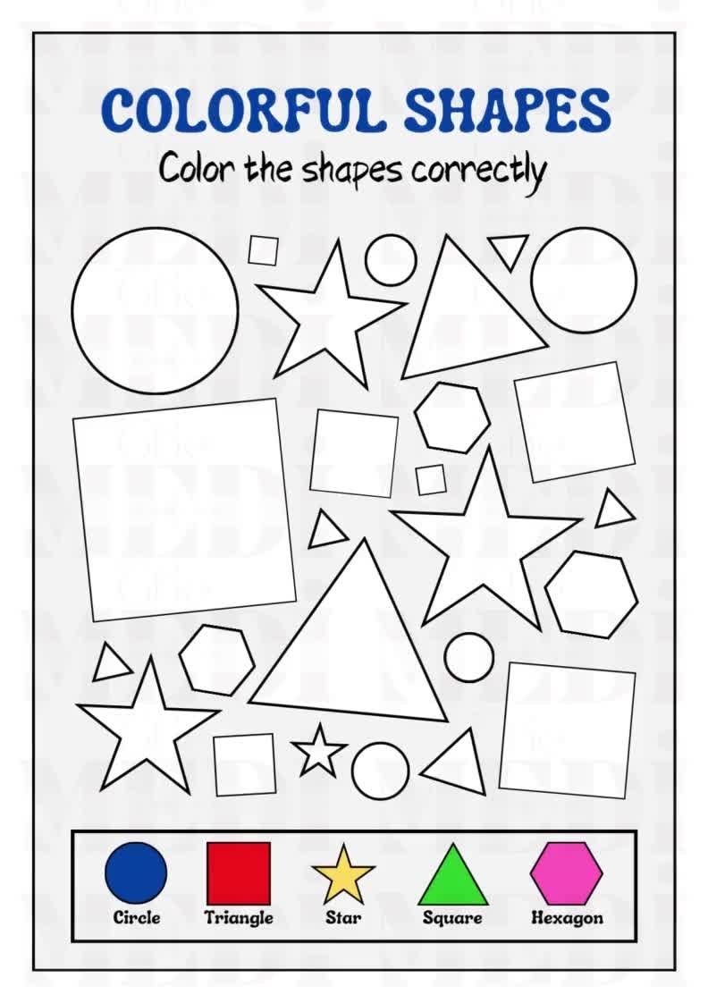 Worksheet With Colored Shapes Color The Colored Shapes Correctly Etsy Worksheet With Colored Shapes Color The Colored Shapes Correctly Etsy