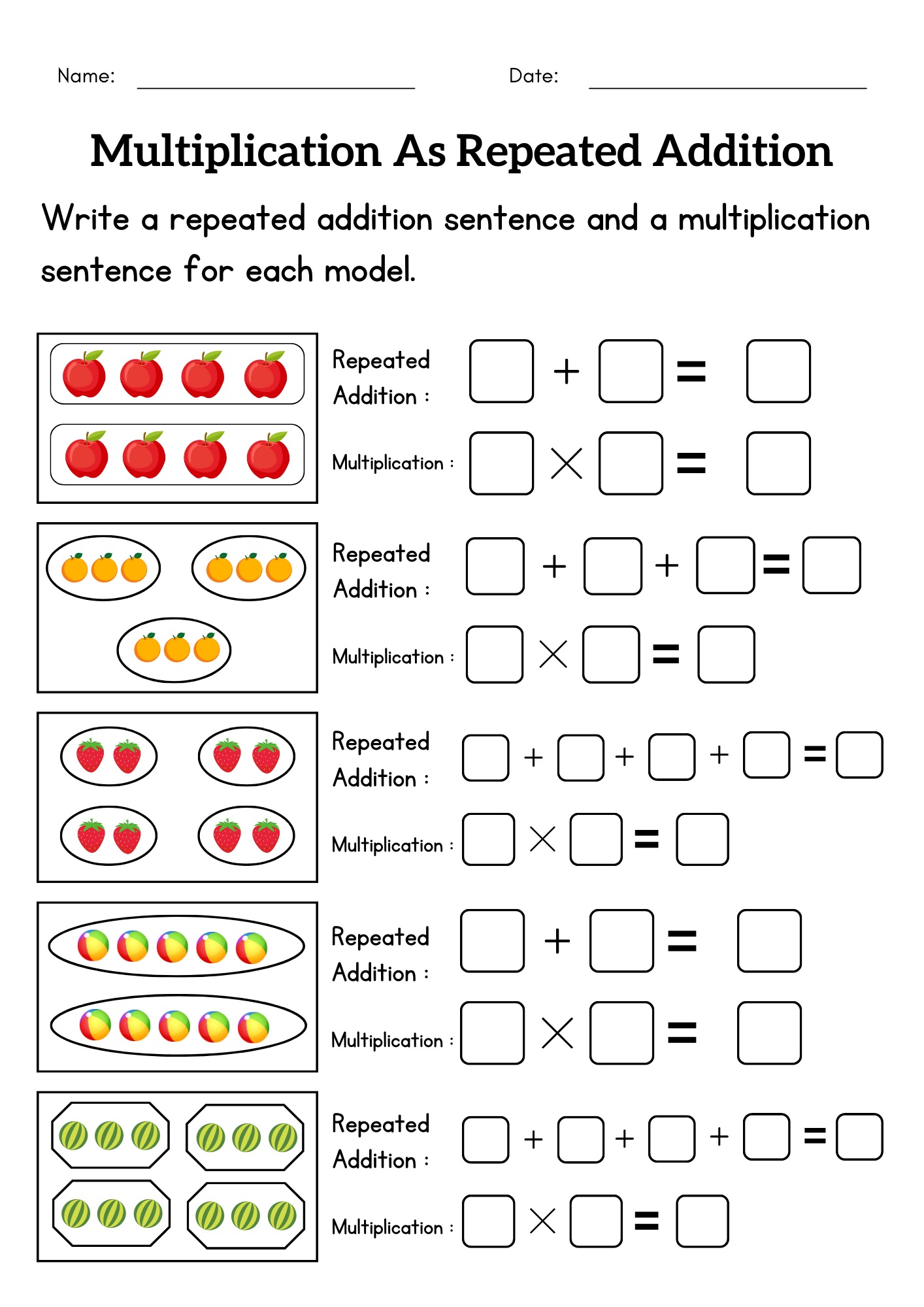 Write Multiplication As Repeated Addition Activities Worksheet For Worksheets Library