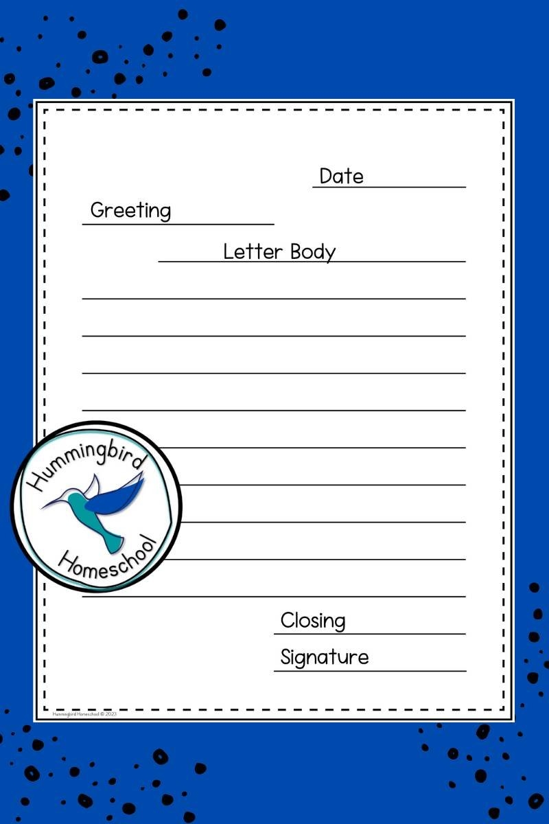 Writing A Friendly Letter Format Guide For Teaching Kids Hummingbird Homeschool