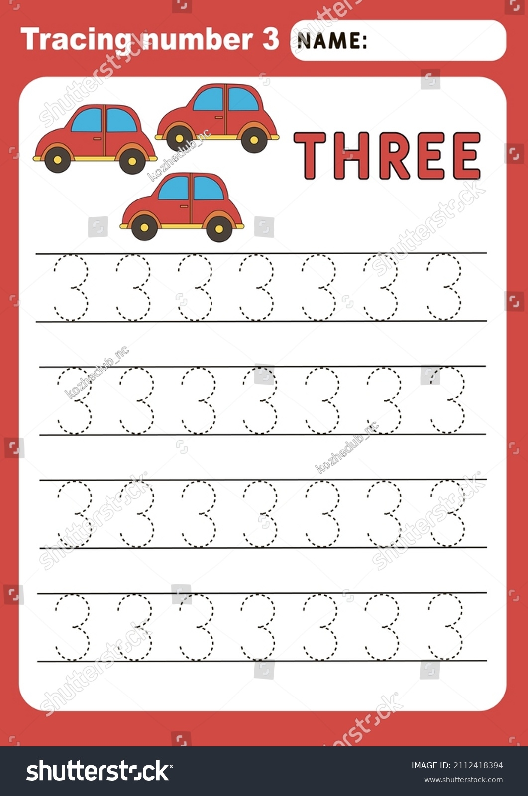 number 3 tracing sheet