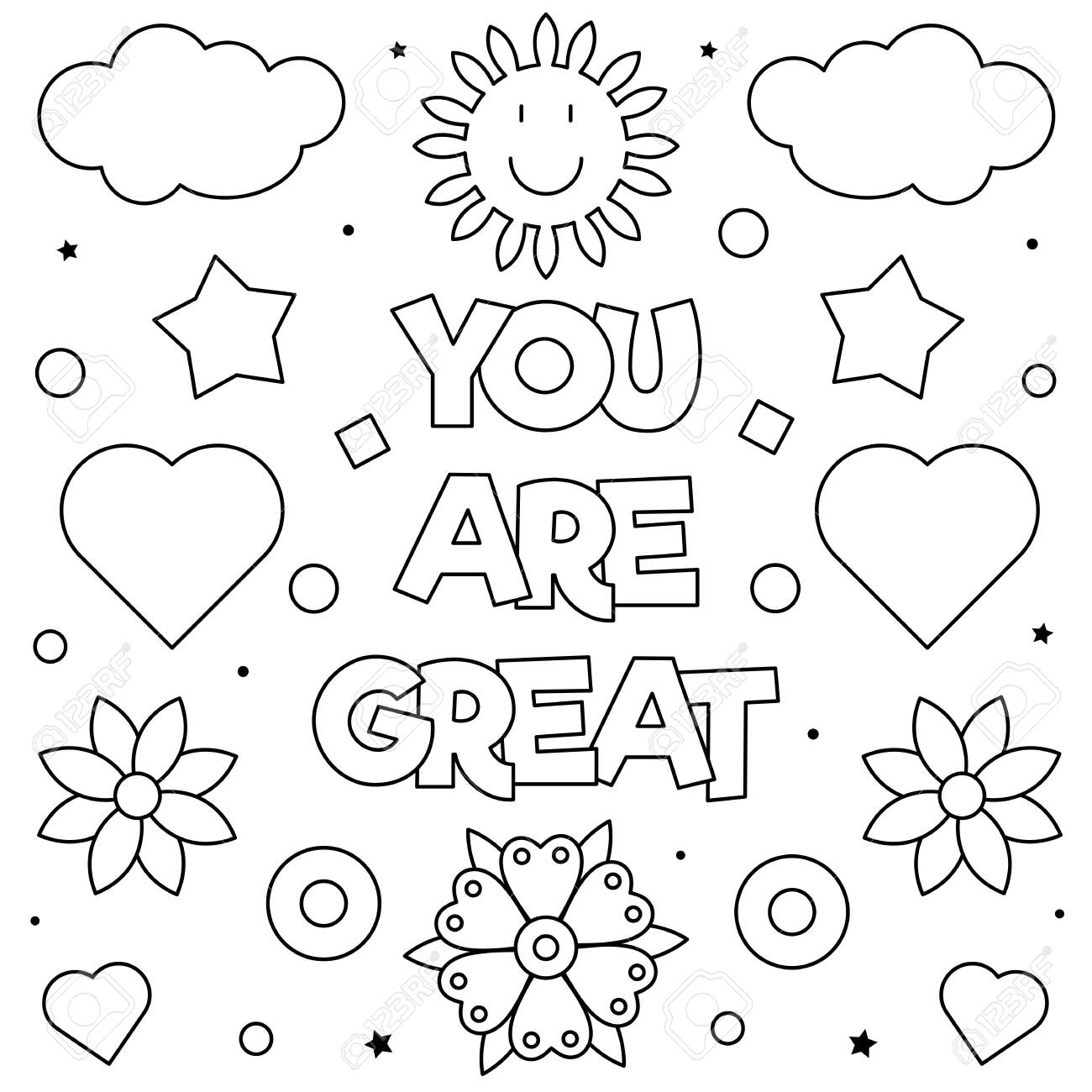 You Are Great Coloring Page Vector Illustration Royalty Free SVG Cliparts Vectors And Stock Illustration Image 141393983
