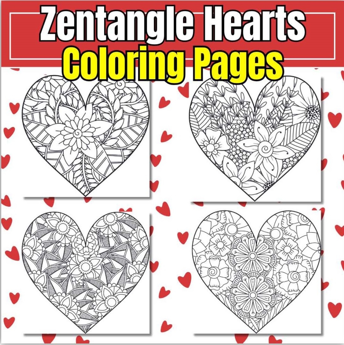 Zentangle Hearts Coloring Pages Heart shaped Mandalas Designs For Adults Kids Made By Teachers