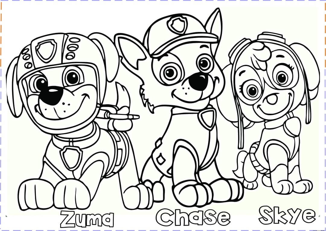 Zuma Coloring Page Mighty Marshall Coloring Page Ryder And Chase Paw Patrol Free Printable