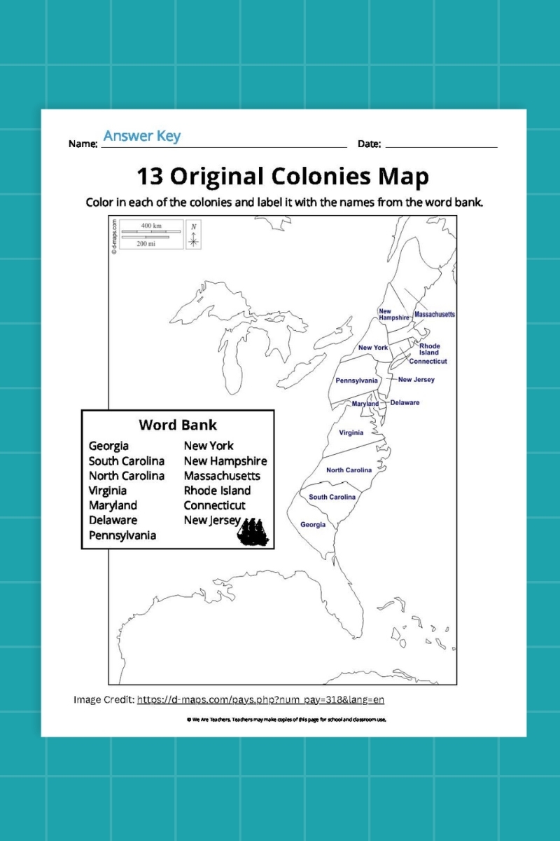 printable 13 colonies map