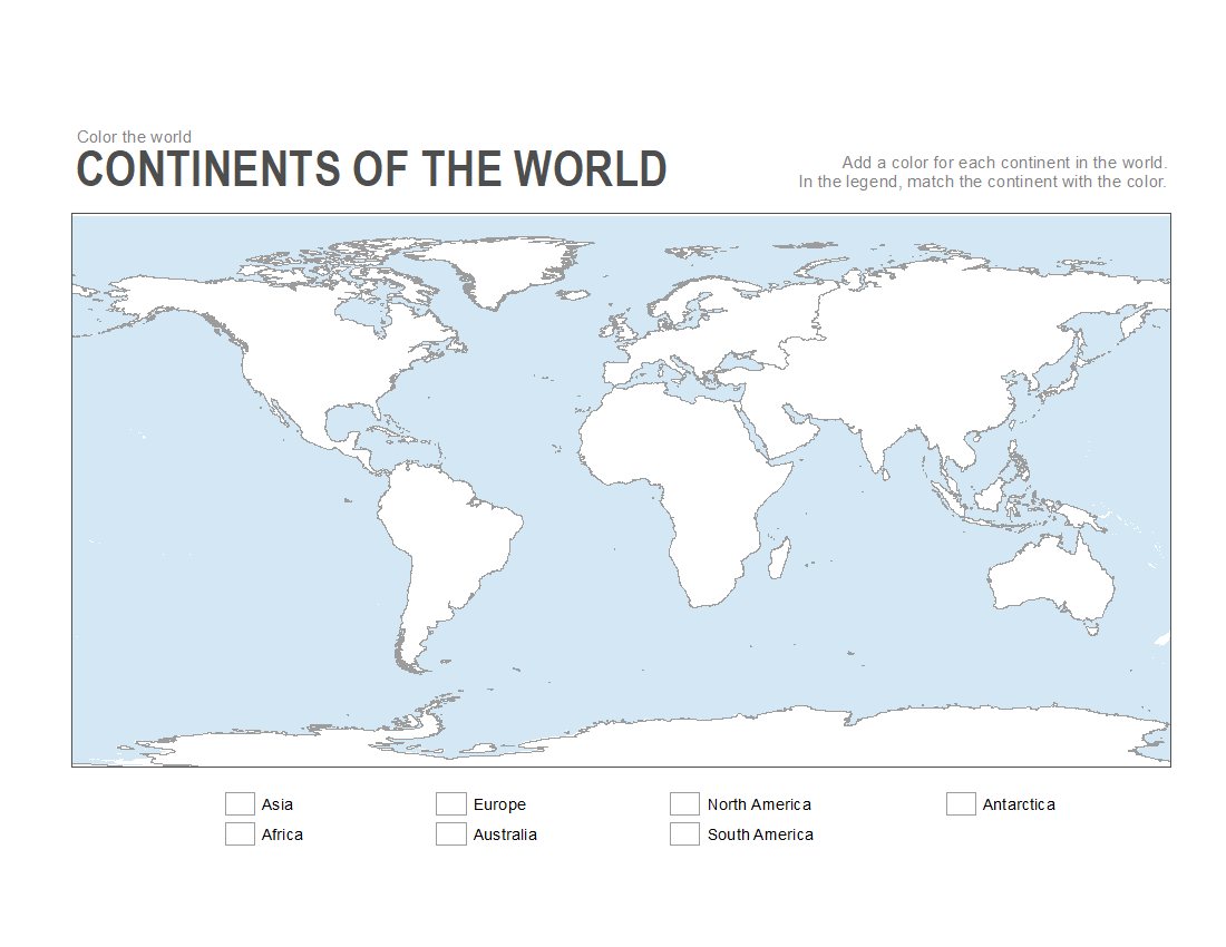 map of continents printable