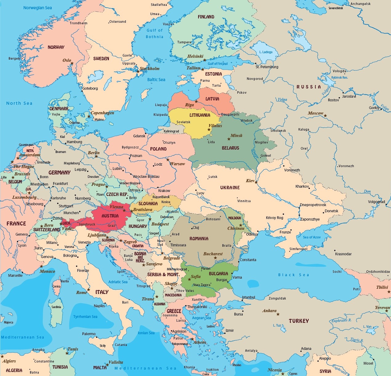 map europe printable