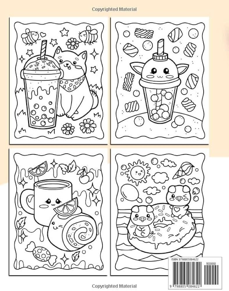 Amazon Kawaii Food Coloring Book Easy And Cute Coloring Pages For All Ages 8 5 X 11 Kawaii Food And Drink Coloring Book Simple Designs Funny Food Puns And Positive Messages For Adults