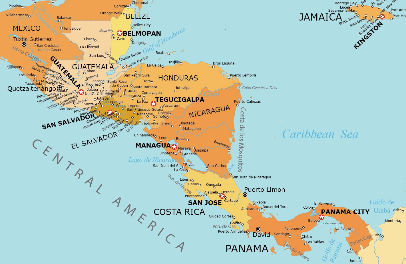 Central America Map Countries And Cities GIS Geography Central America Map Countries And Cities GIS Geography