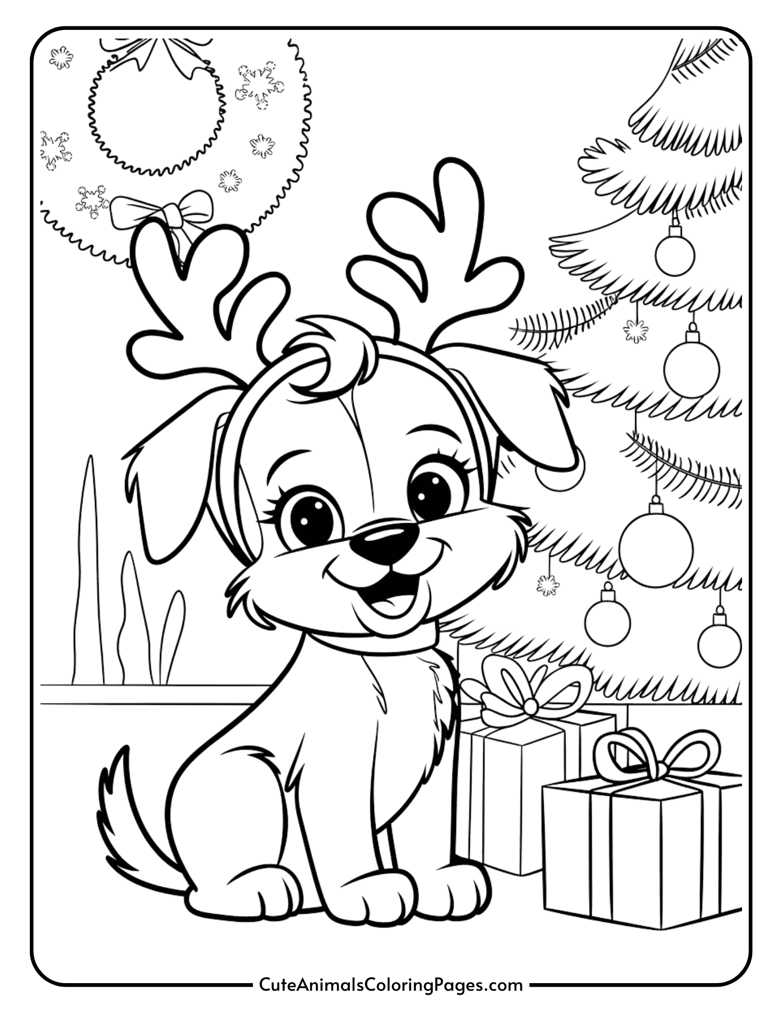 Christmas Dog Coloring Pages 10 Free PDF Pages For Kids Cute Animals Coloring Pages
