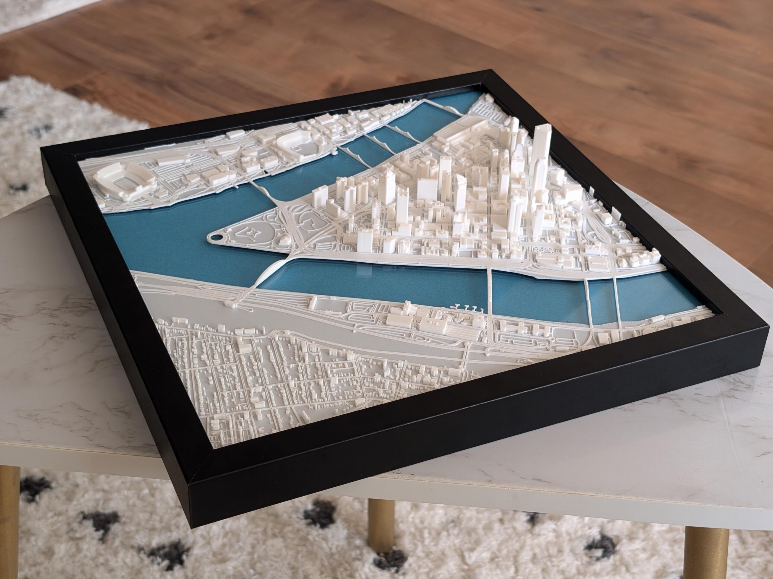 Framed 3D Pittsburgh City Map Skyline Art Decor Premium Edition Etsy