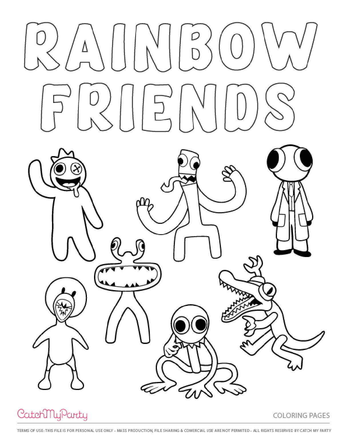 rainbow friends coloring pages