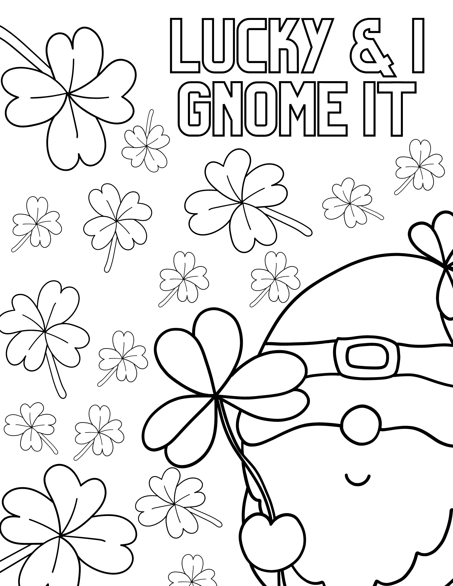 Free St Patrick s Day Gnomes Coloring Pages For Kids And Adults
