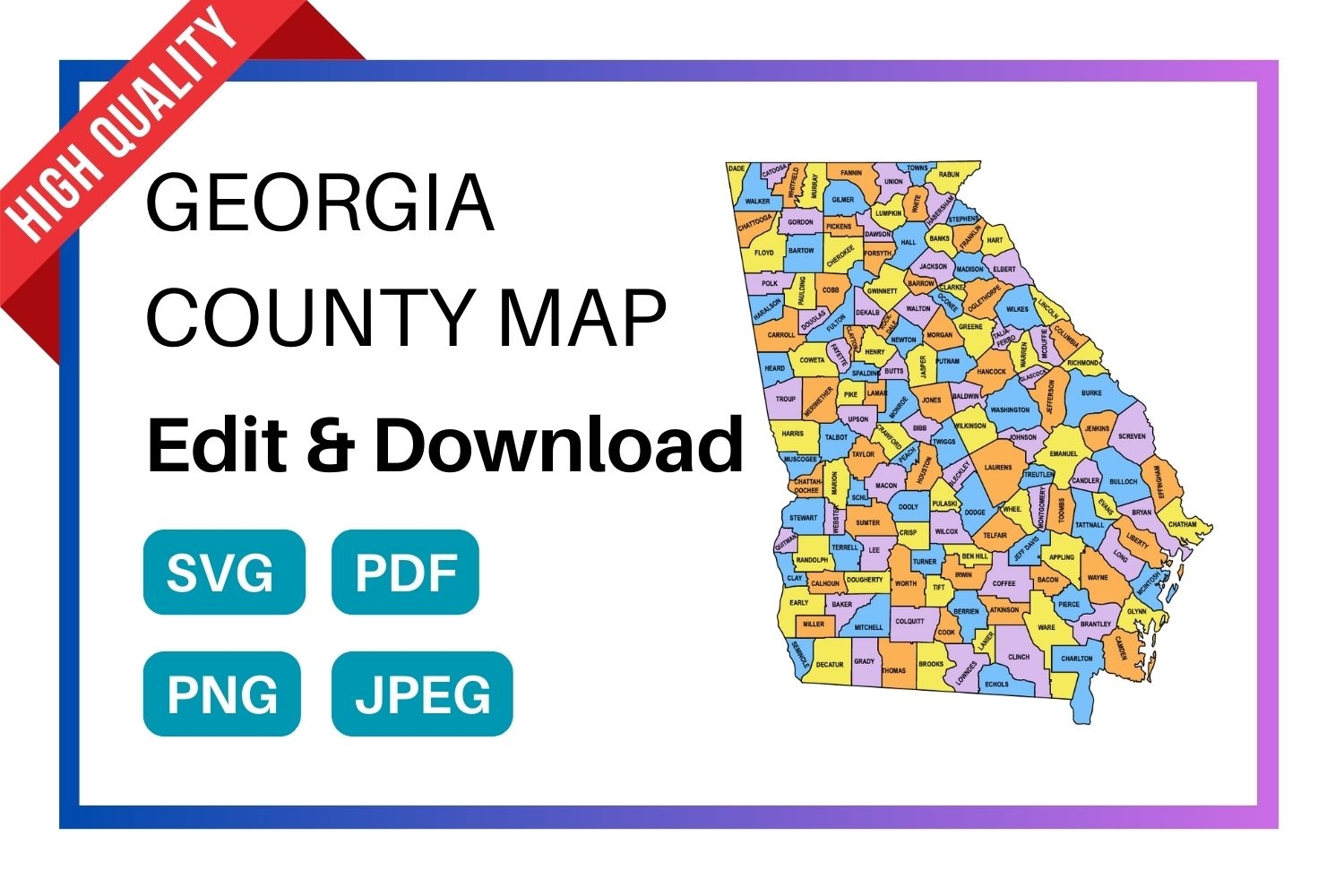 Georgia County Map Editable Printable State County Maps Georgia County Map Editable Printable State County Maps