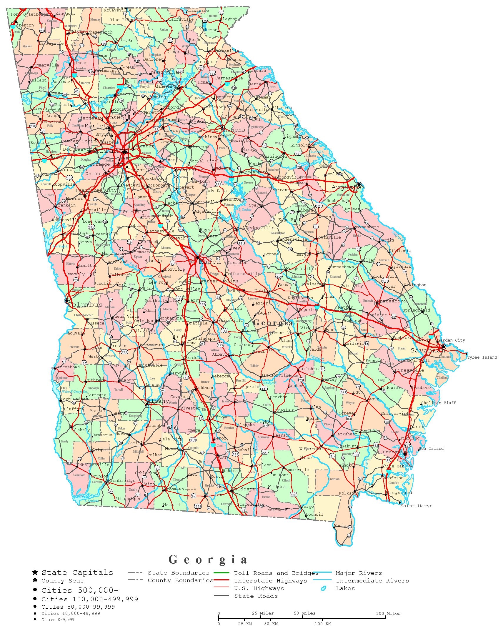 Georgia Printable Map Georgia Printable Map