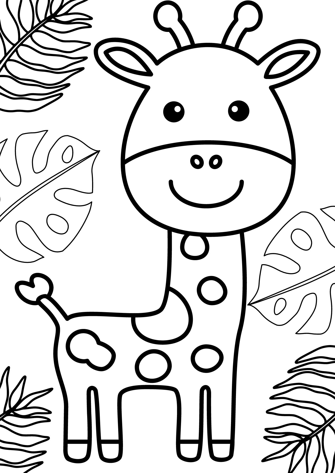 Giraffe Coloring Sheet Etsy