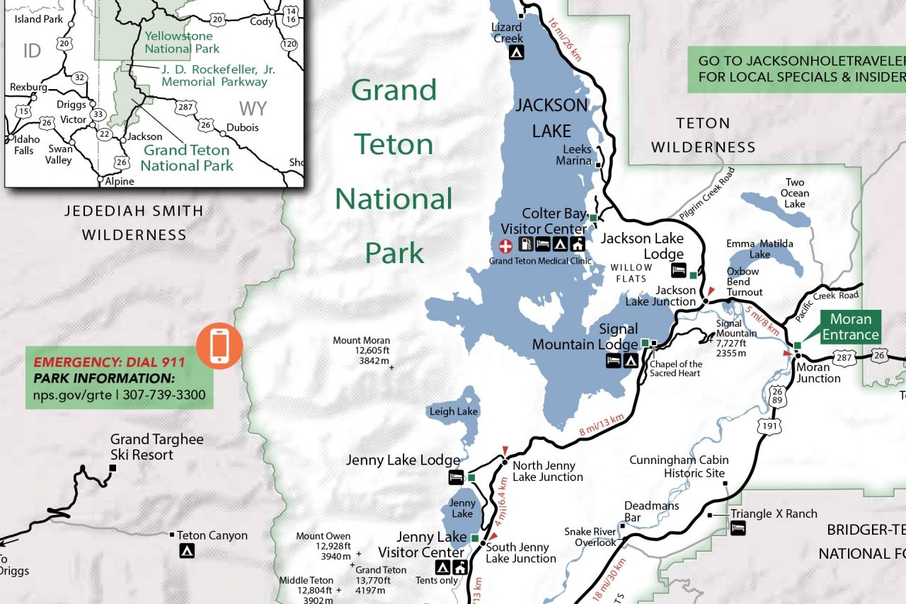 Grand Teton Yellowstone National Park Map Jackson Hole Traveler Grand Teton Yellowstone National Park Map Jackson Hole Traveler