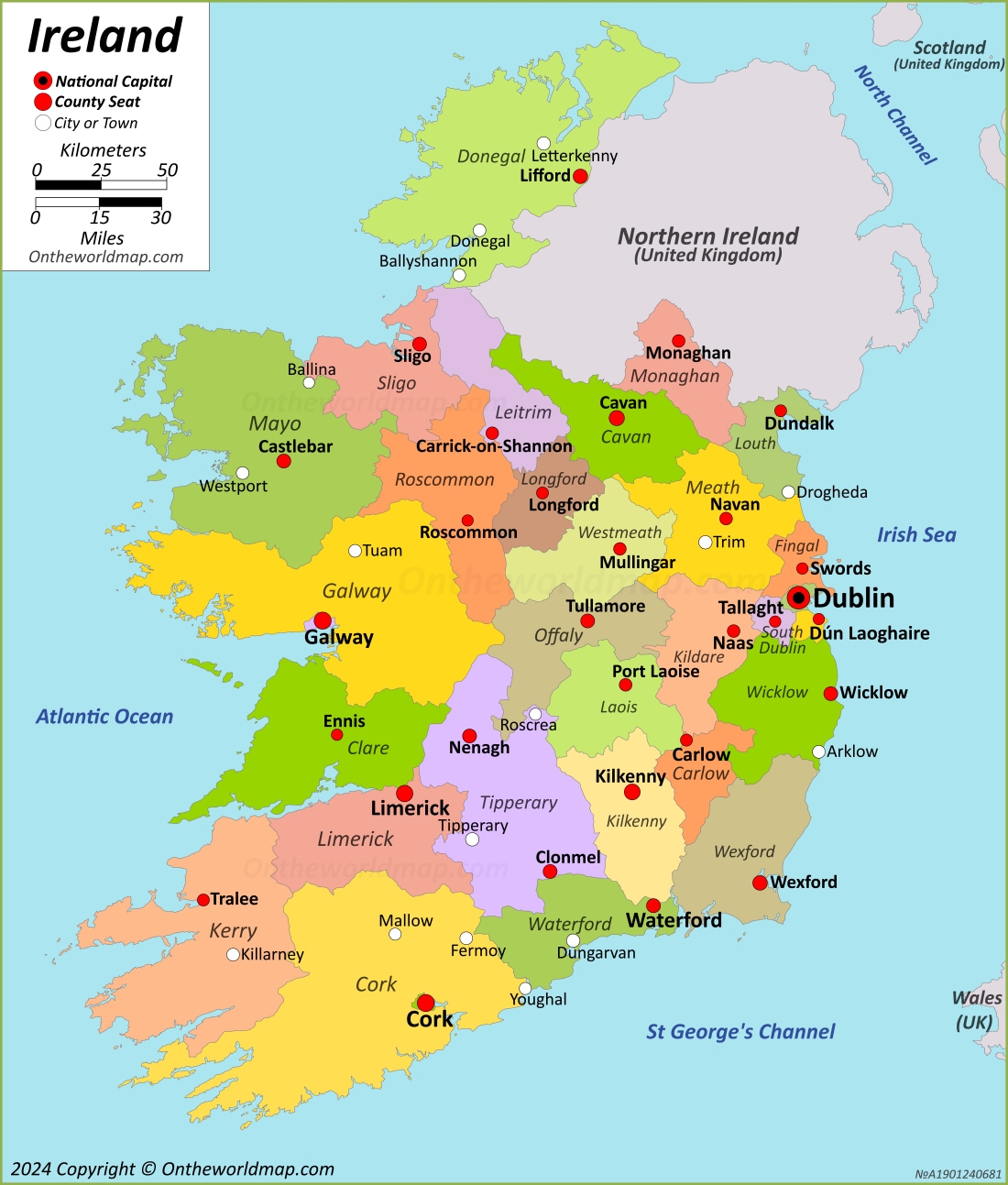printable map of southern ireland