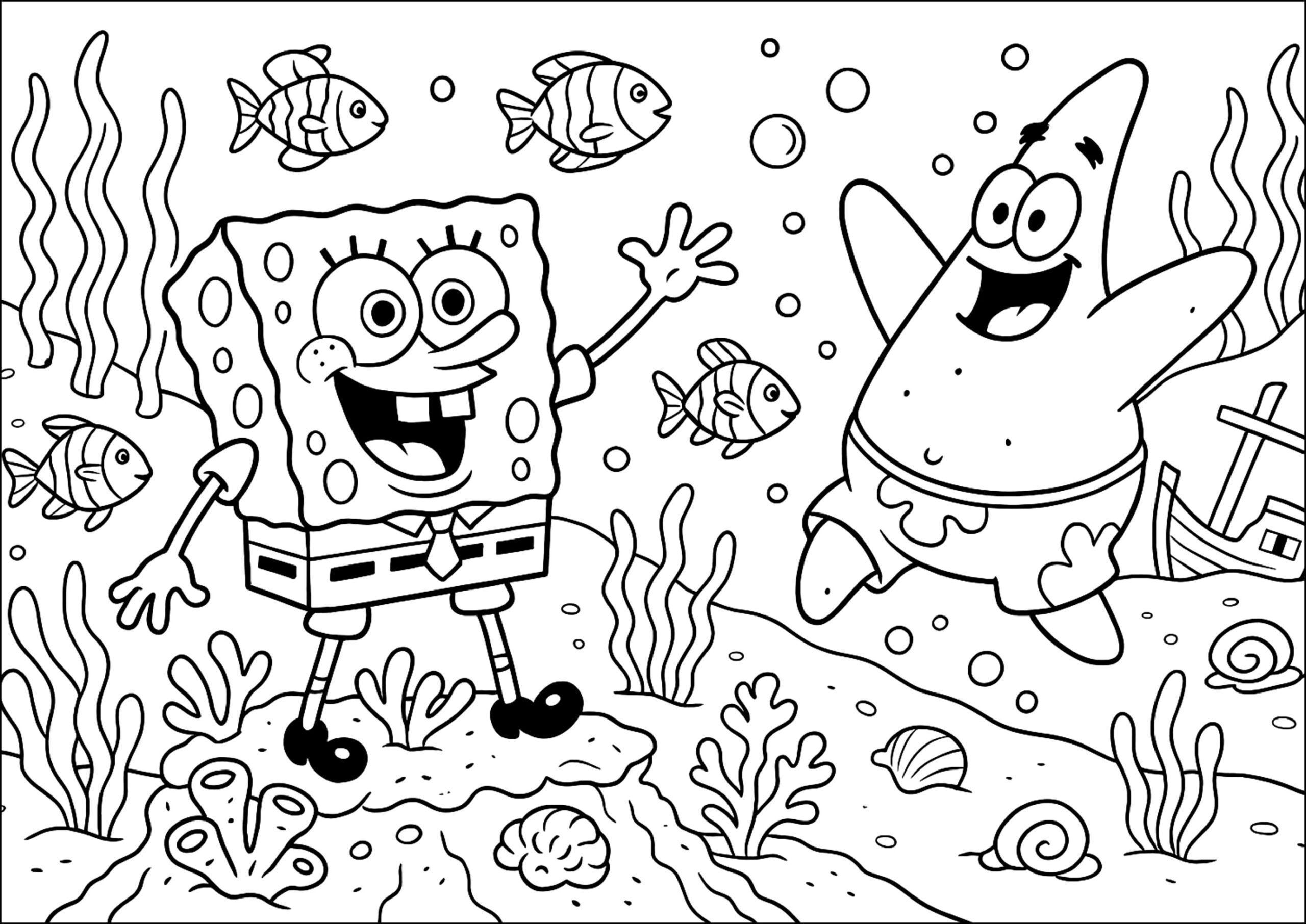 Joyful Adventure Under The Sea SpongeBob Coloring Pages Joyful Adventure Under The Sea SpongeBob Coloring Pages