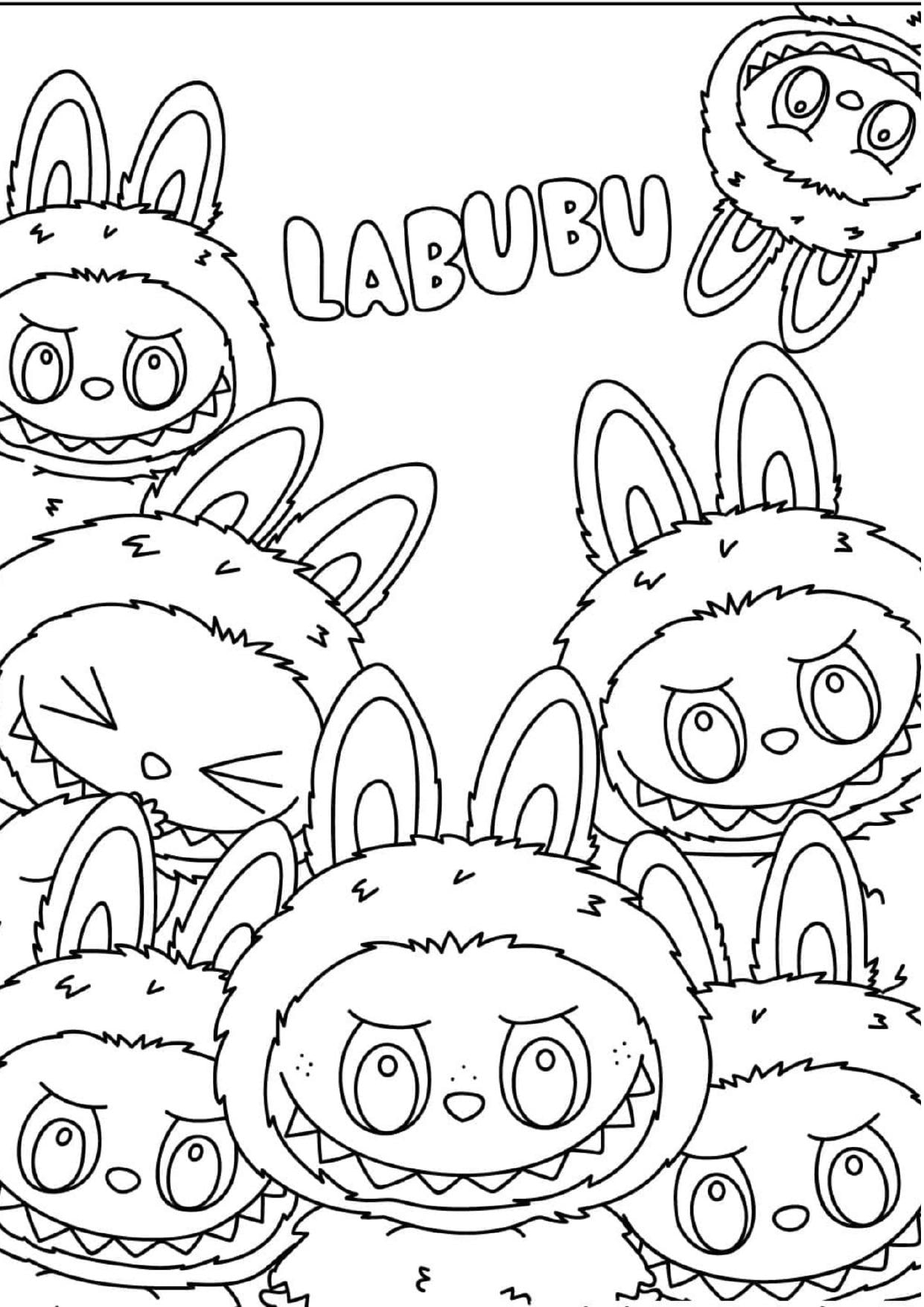 Labubu Coloring Pages 50 Fun Designs For Kids Adults PDF Download A4 8 5x11in Etsy