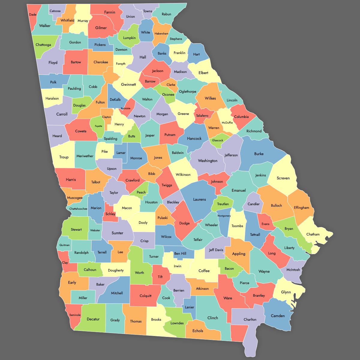 printable georgia county map printable georgia county map