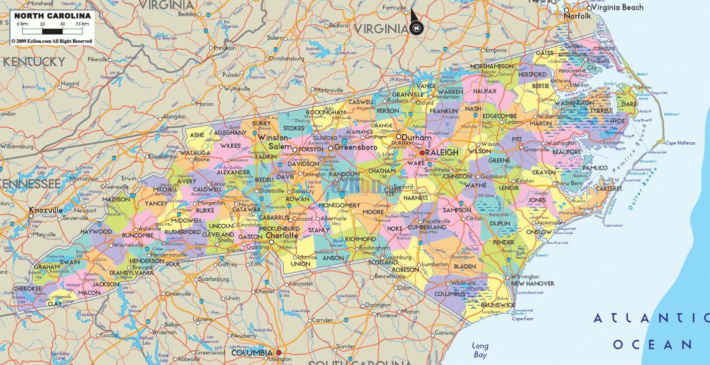 nc county map printable