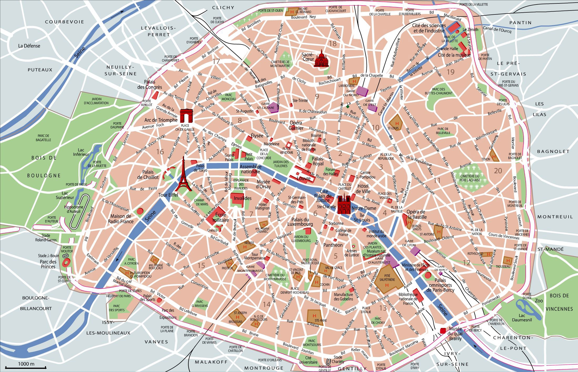 Map Of Paris Tourist Attractions Sightseeing Tourist Tour Map Of Paris Tourist Attractions Sightseeing Tourist Tour