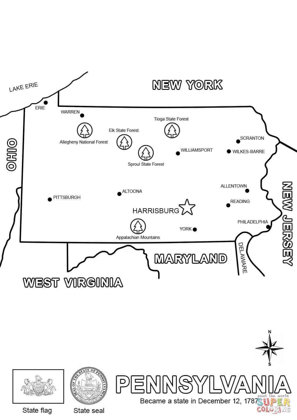 Map Of Pennsylvania Coloring Page Free Printable Map Of Pennsylvania Coloring Page Free Printable