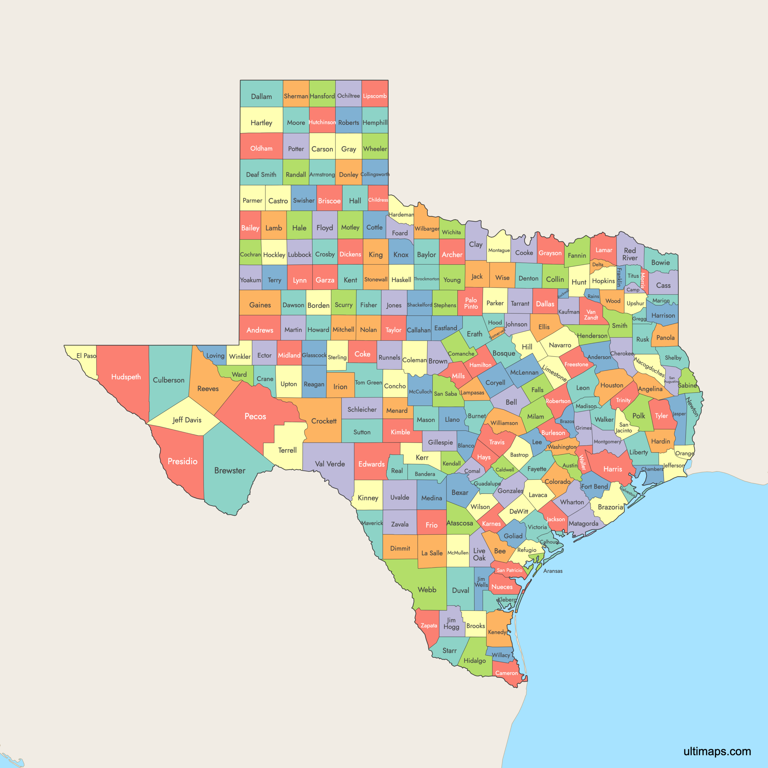 Map Of Texas Counties Explore Download Create Your Own Ultimaps