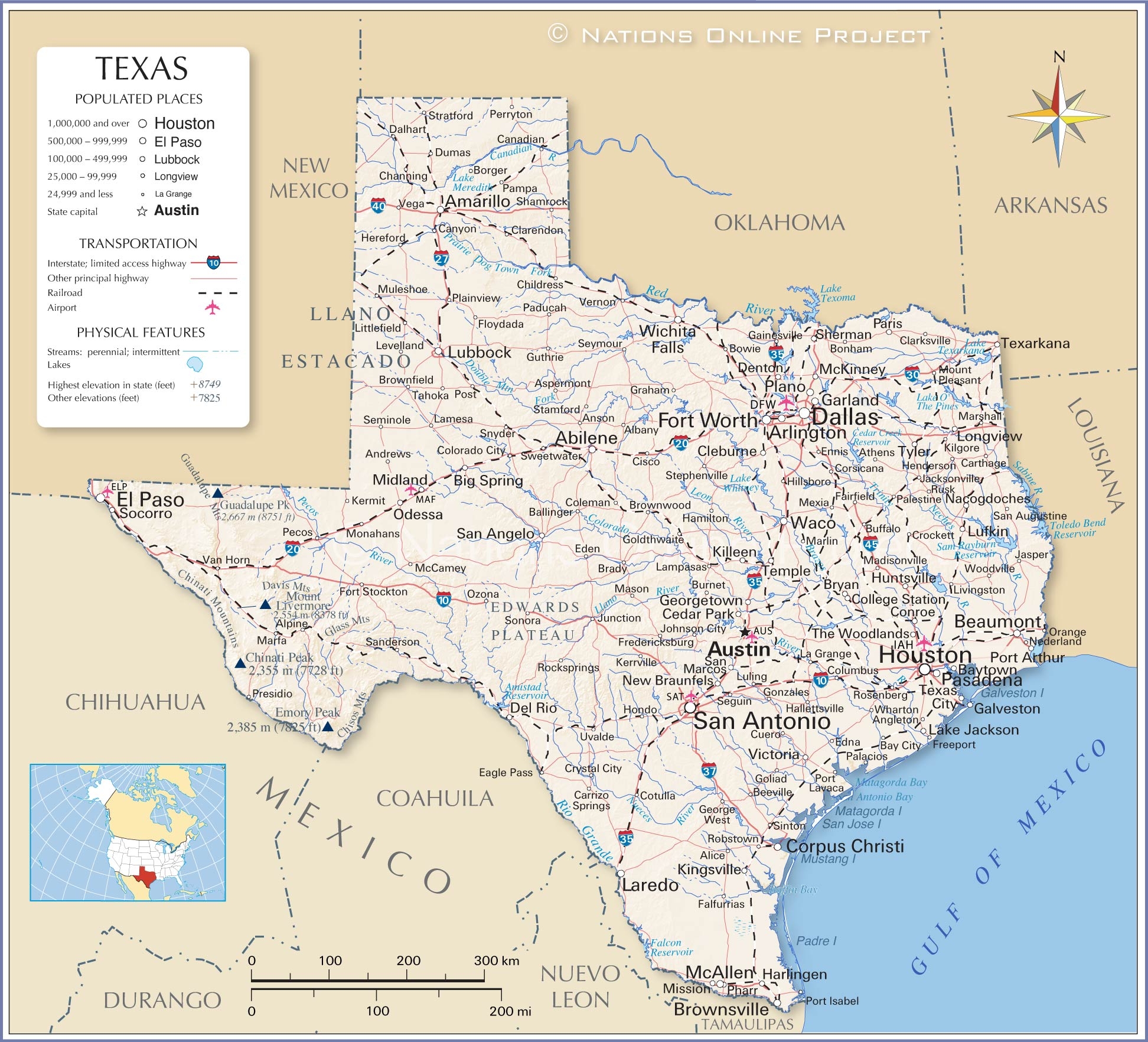 printable texas map with cities