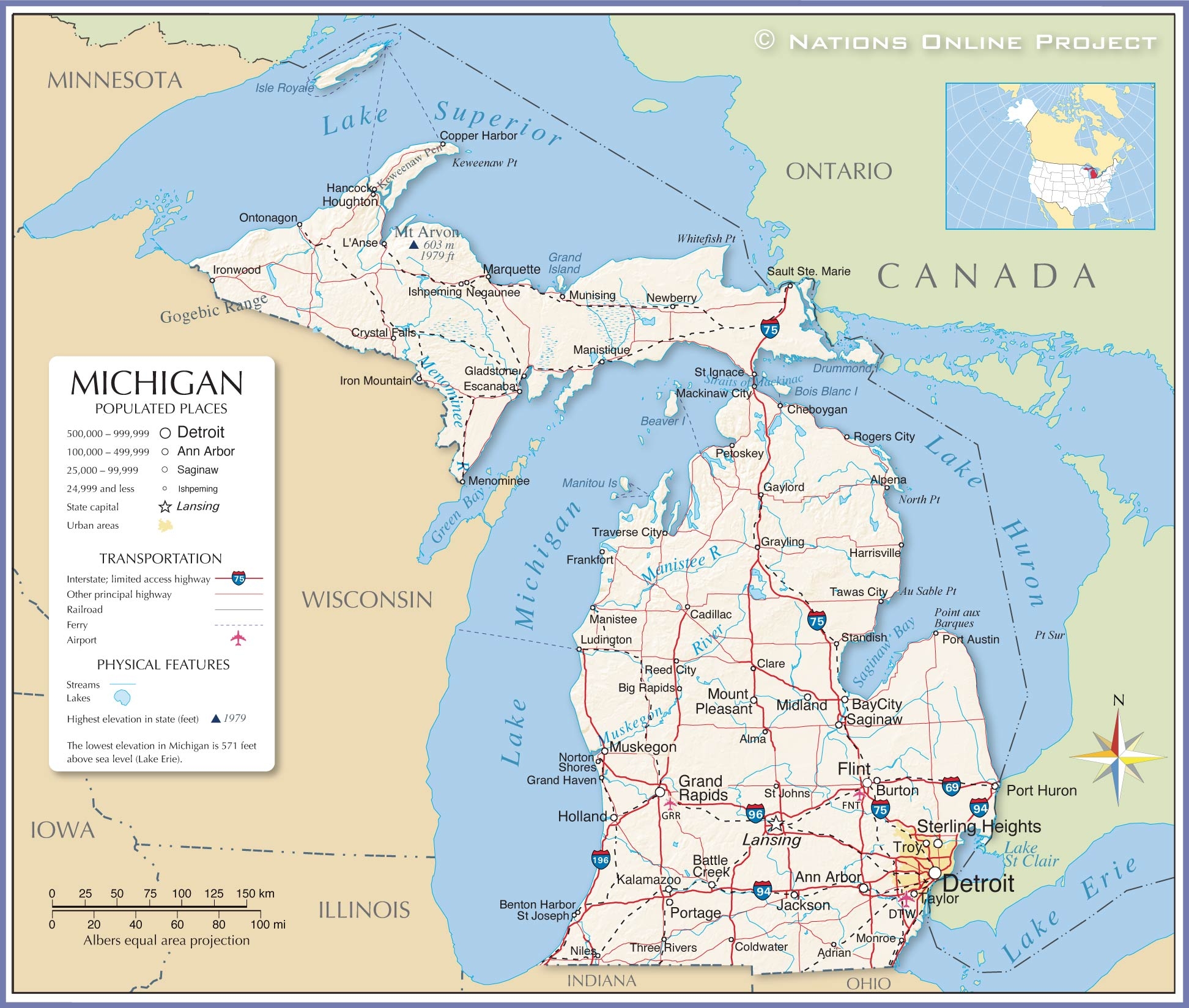 map of michigan printable