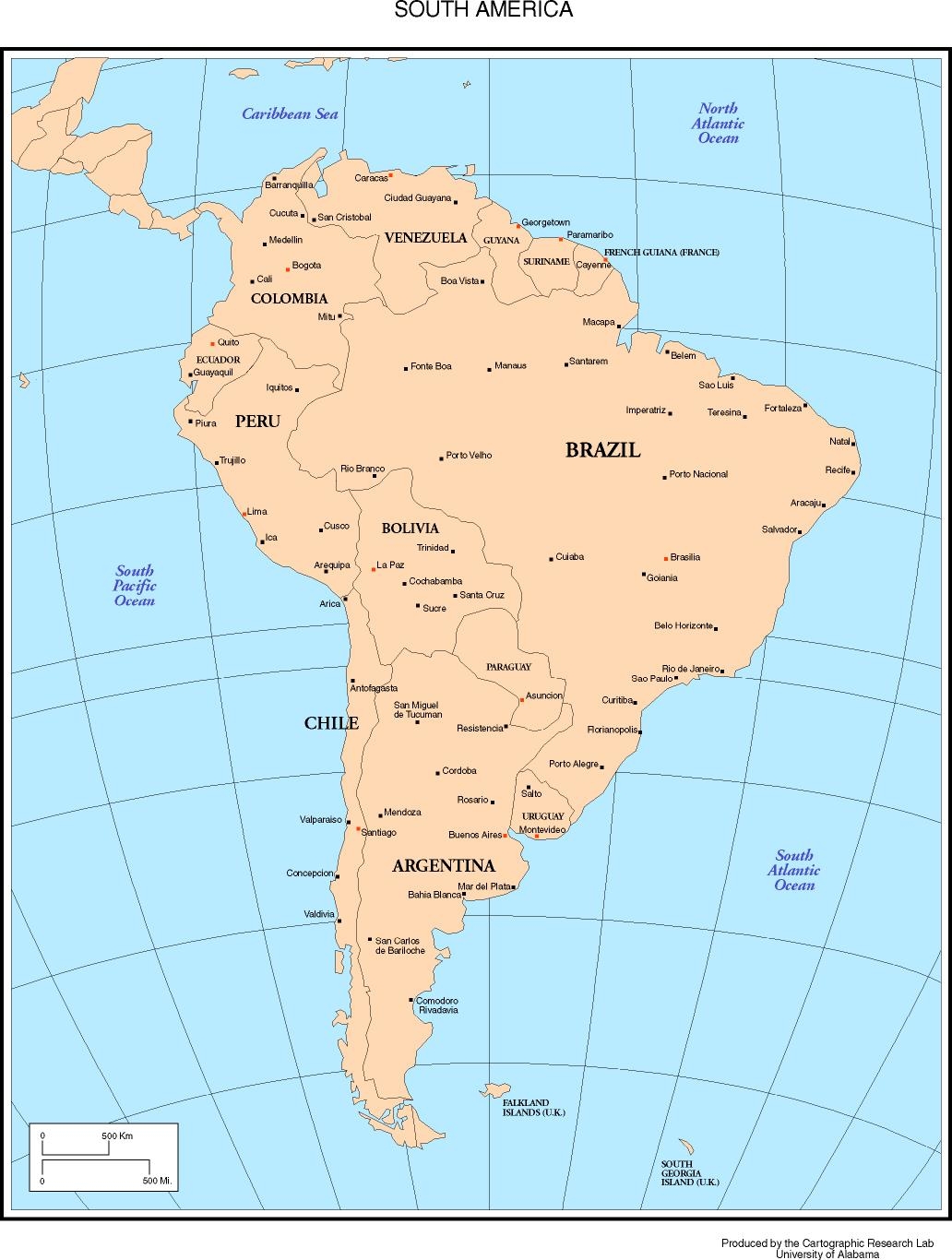 map of south america printable